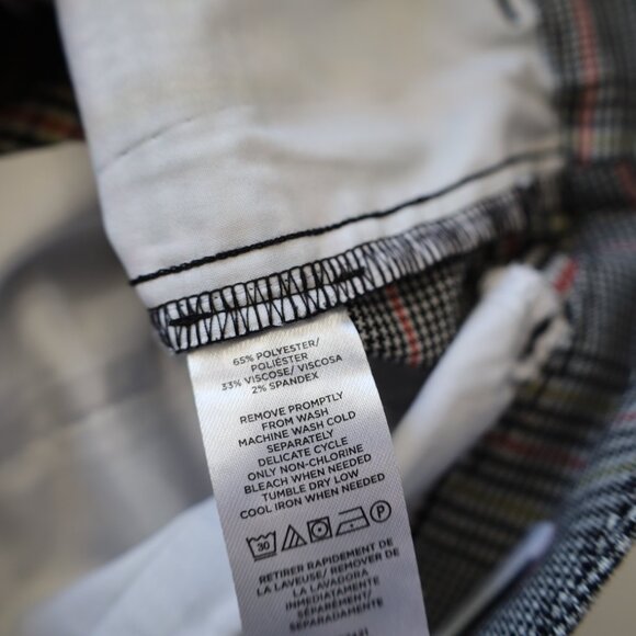 ANN TAYLOR LOFT Size 0 Plaid Dress Pants Straight Black White - Picture 6 of 6